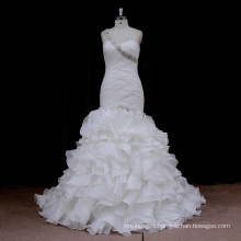 0715 Pleated Organza Mermaid Bridal Wedding Dress